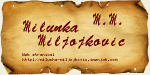Milunka Miljojković vizit kartica